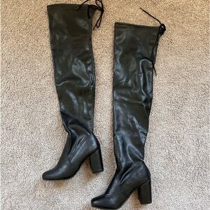 Chinese Laundry black leather over the knee boots
